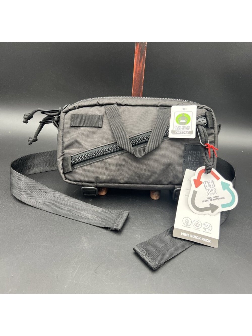 Topo Designs Mini Quick Pack Waist Fanny Pack Crossbody Bag Black Travel Outdoor